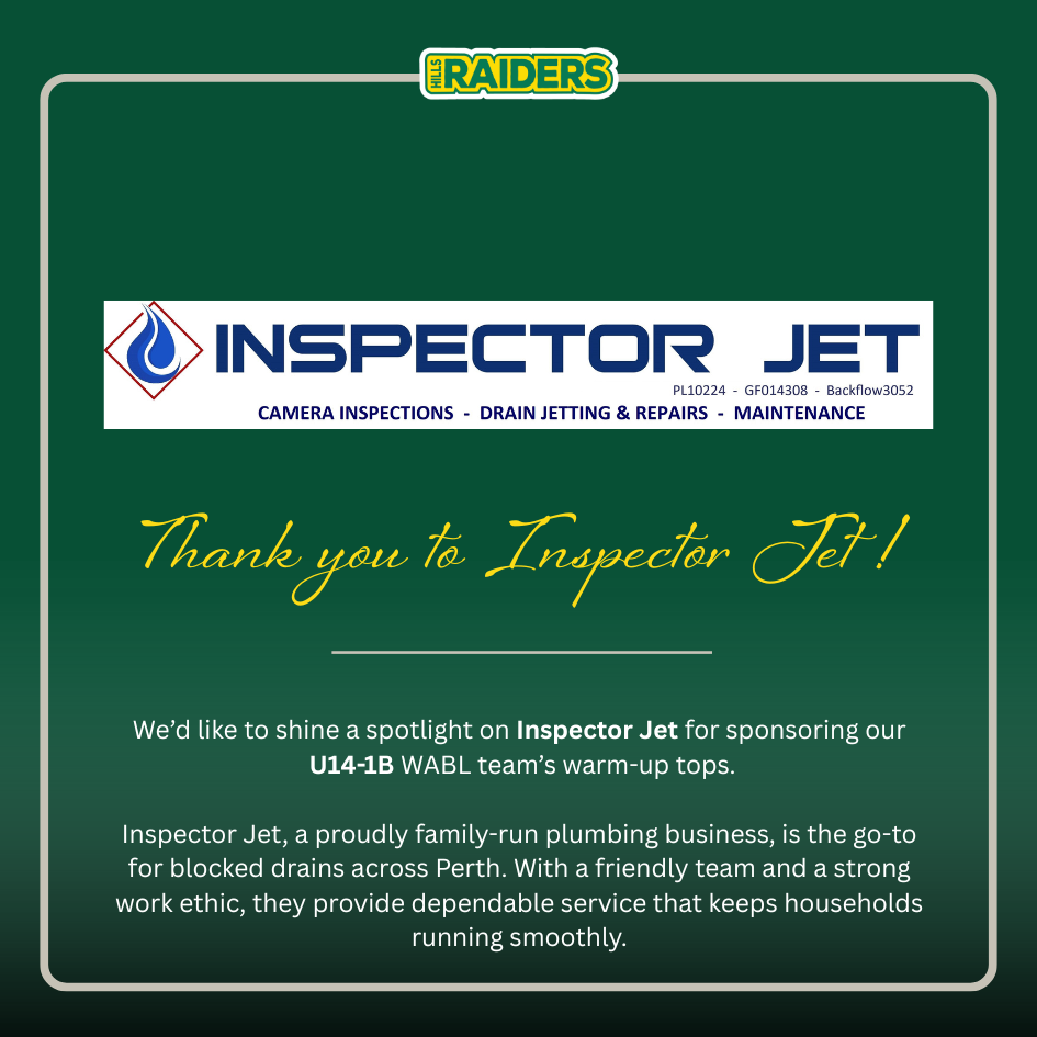 Thank you Inspector Jet WABL Team back of Jersey Sponsors