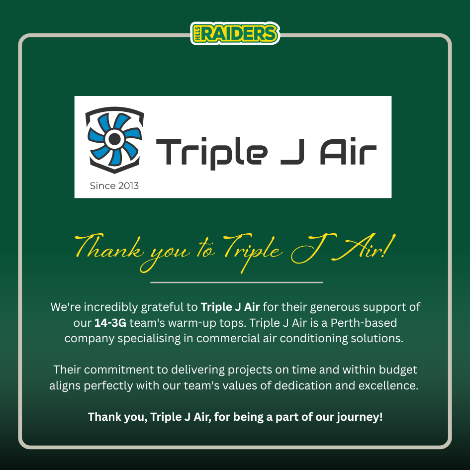 Thank you Triple J Air WABL Team back of Jersey Sponsors