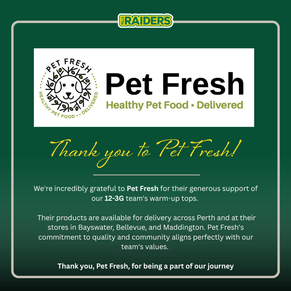 Thank you Pet Fresh WABL Team back of Jersey Sponsors